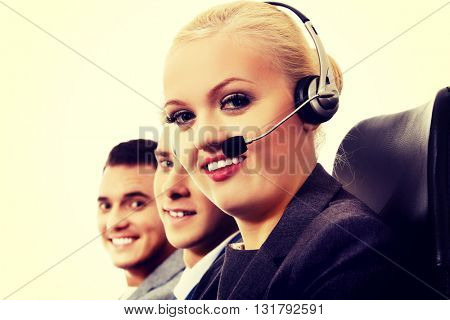 Call center- three smile people