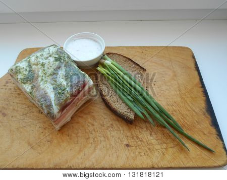 Salty lard – a national product of Belarusian cuisine. Salty lard is cold appetizer.
