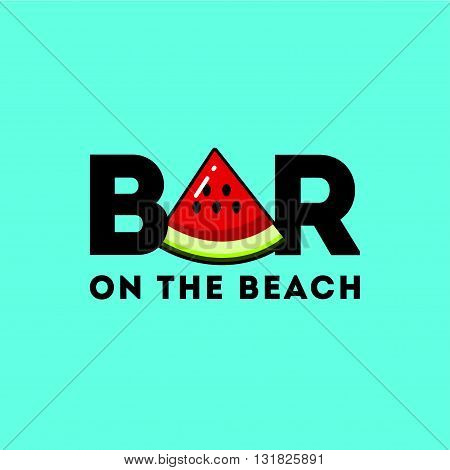 Flat logo with the image of a piece of watermelon. It can be used for beach bar, fresh juice bar, fruit shop