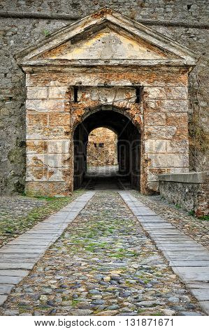 entrance gate to the castle in Savona