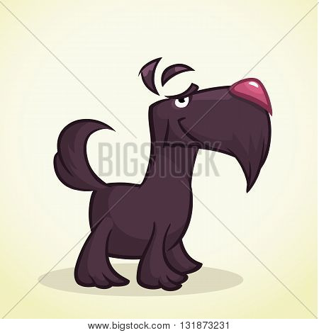 Cute cartoon scottish terrier. Vector black Scottie dog
