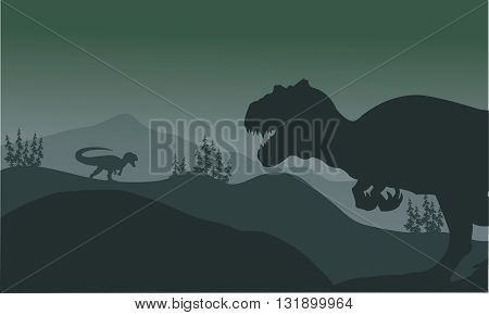 Allosaurus at the night silhouette a very beautiful