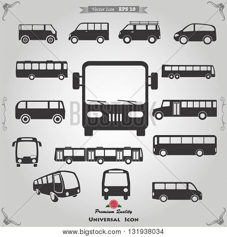 Bus icon set. All vector objects are isolated.