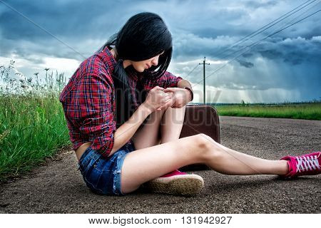 Beautiful Girl Stops The Car