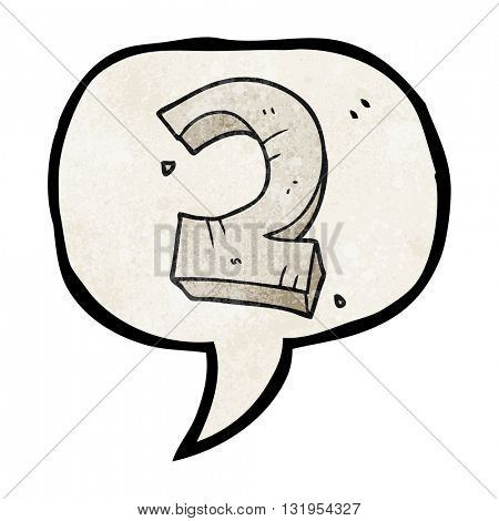 freehand speech bubble textured cartoon stone number two