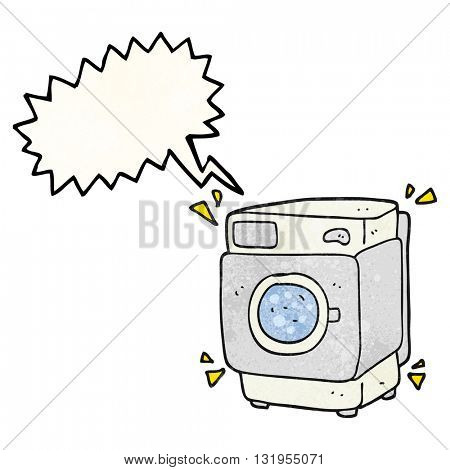 freehand speech bubble textured cartoon rumbling washing machine