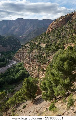 Canyon Of Mountain River In High Atlas  Range, Morocco, Africa
