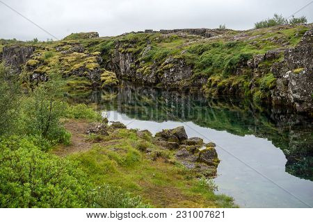 The Silfra Fissure, Þingvellir, Where The European And American Plates Meet. Thingvellir National Pa