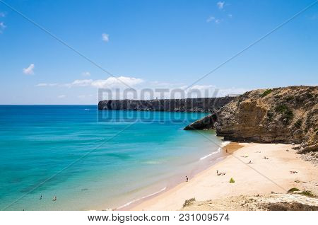 Turquoise Water On The Uncrowded Beaches Of Sagres In Algarve, Portugal