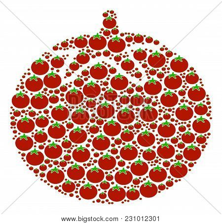 Tomato Vegetable Illustration Done In The Collection Of Tomato Vegetable Icons. Vector Iconized Coll