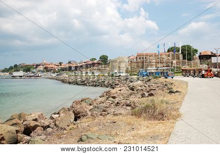 Nessebar, Bulgaria - June 12, 2011: View Of The Bay, The Seafront And Part Of The Ancient Fortress W
