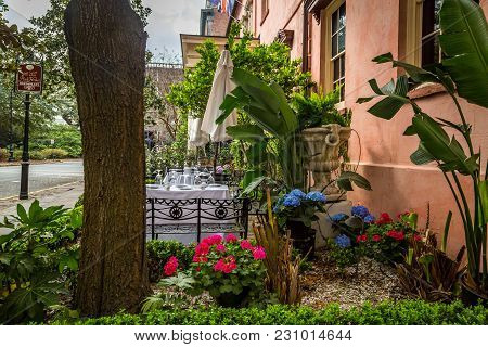 Savannah, Georgia - March 1, 2018: Named For The Pink Stucco Covering The Original Brick, The Olde P
