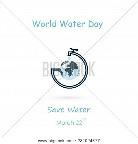 Water Drop And Water Tap Icon With Globe Icon Vector Logo Design Template.world Water Day Icon.world