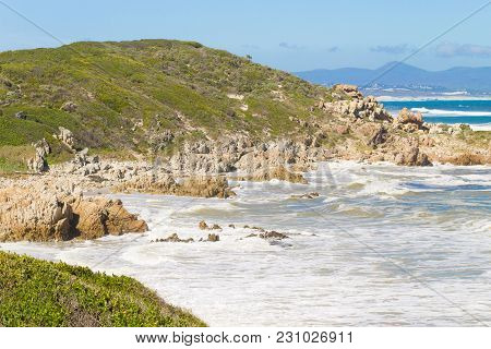Hermanus Beach View, South Africa. Famous Whale Watching Point. African Landmark