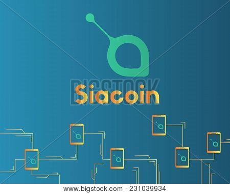 Siacoin Blockchain Cryptocurrency Connected Background Vector Illustration