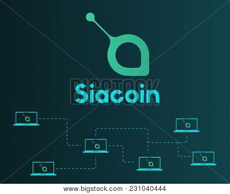 Siacoin Blockchain Cryptocurrency Network Background Vector Illustration