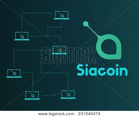 Siacoin Blockchain Cryptocurrency Network Background Vector Illustration