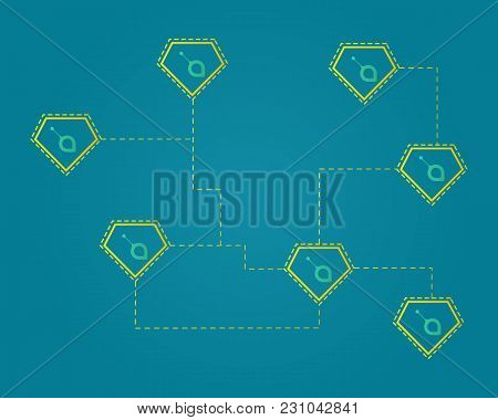 Siacoin Blockchain Cryptocurrency Virtual Technology Background Vector Illustration
