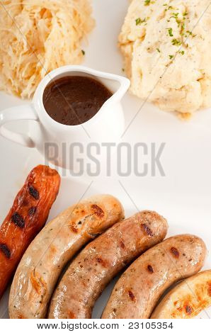 Výběr typu všech hlavních německých Wurstel klobásky