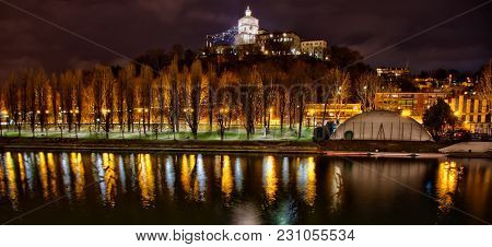 Church Of Santa Maria Al Monte Dei Cappuccini On A Hill In Front Of The Po River, Turin, Italy, Nigh