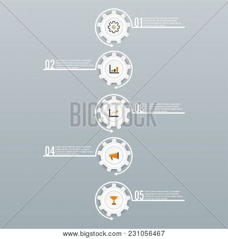 Abstract 3d Infographic Template With A Five Steps For Success. Business Circle Template With Option
