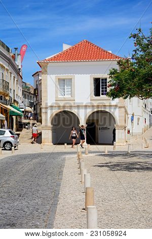 Lagos, Portugal - June 9, 2017 - View Of The Old Slave Market Building In The Town Square, Lagos, Al