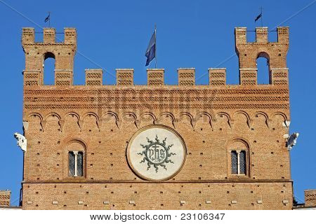 Piazza del Campo med Palazzo Pubblico, Siena, Italien