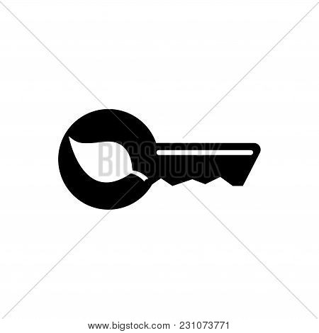 Key For Electric Car Or Ecohouse. Flat Vector Icon. Simple Black Symbol On White Background