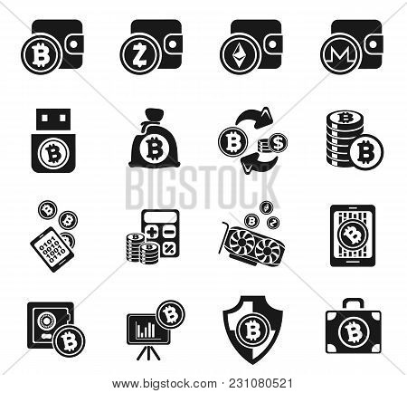 Cryptocurrency And Mining Icon Set