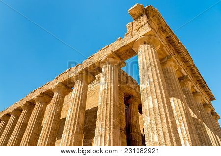 Temple Of Concordia, Located In The Park Of The Valley Of The Temples In Agrigento, Sicily, Italy