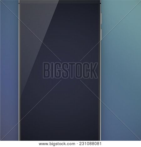 Modern Touch Screen Mobile Device Concept With Shadow On The Beautiful Dark Blue Touch Screen On The