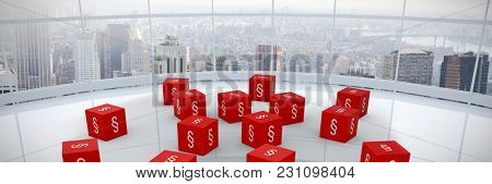 Vector icon of section symbol against modern room overlooking city