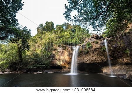 Haew Suwat waterfall  at Khao Yai National Park  Nakhon Ratchasima povince , Landscape Thailand