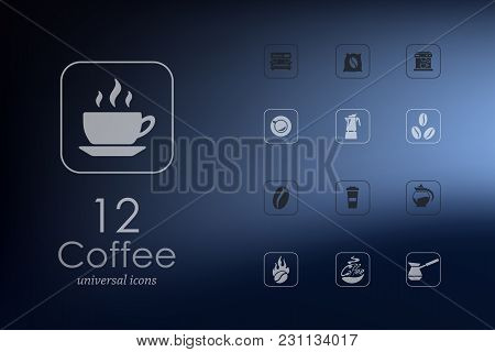Coffee Modern Icons For Mobile Interface On Blurred Background