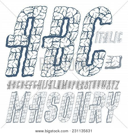 Vector Capital Modern Alphabet Letters, Abc Set. Bold Condensed Italic Font, Script From A To Z Can 
