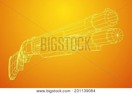 Shotgun Rifle Hunting Carbine Wireframe Low Poly Mesh Vector Illustration