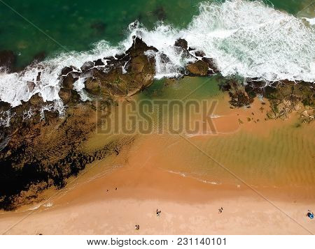 Beautiful Aerial Drone View Of Praia De Interlagos, Bahia, Brazil