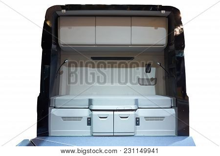 Sleeper For Long-haul Truck Drivers Isolated On White