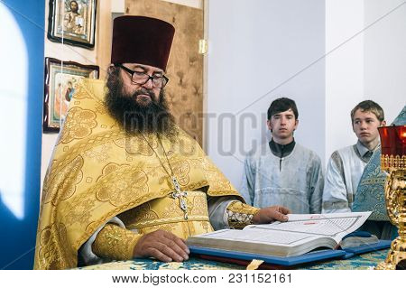 Voyutyn, Volyn / Ukraine - 14 October 2017: Orthodox Priest During Celebration Pokrov