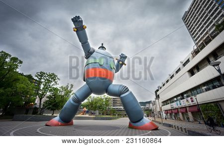 Kobe, Japan - June 5, 2015 : Tetsujin-28-go Statue Was Built To Commemorate The 15th Anniversary Of 