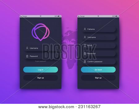 Vector Illustration Of Screens And Web Concept. Interface Ux, Ui Gui Screen Template For Web Site Ba