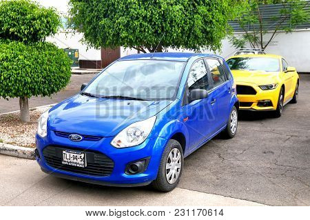 Oaxaca, Mexico - May 25, 2017: Motor Car Ford Ikon In The City Street.