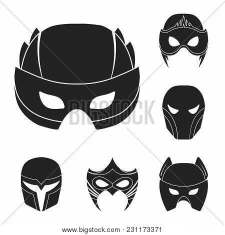 Carnival Mask Black Icons In Set Collection For Design.mask On The Eyes And Face Vector Symbol Stock