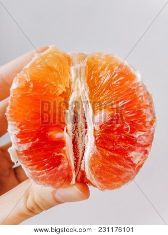 Half Red Orange Vertically Close Up Isolated