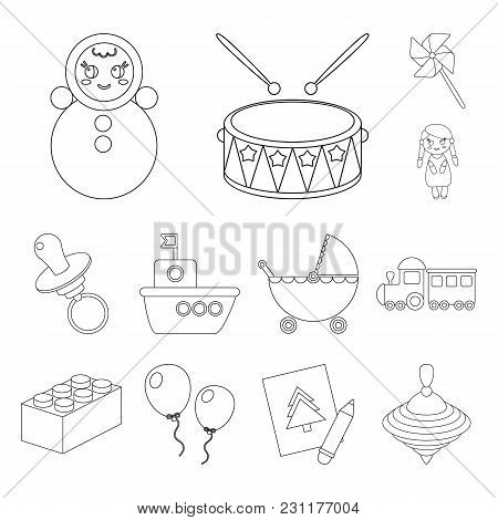 Children S Toy Outline Icons In Set Collection For Design. Game And Bauble Vector Symbol Stock Illus