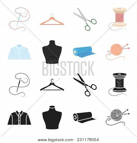 A Man S Shirt, A Mannequin, A Roll Of Fabric, A Ball Of Threads And Knitting Needles.atelier Set Col