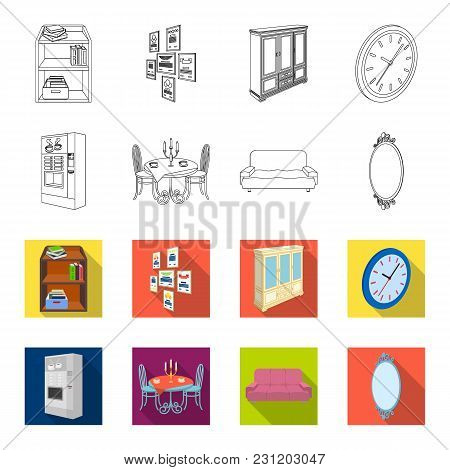 Coffee Maker, Served Table In The Restaurant And Other  Icon In Outline, Flet Style Isometric.soft C
