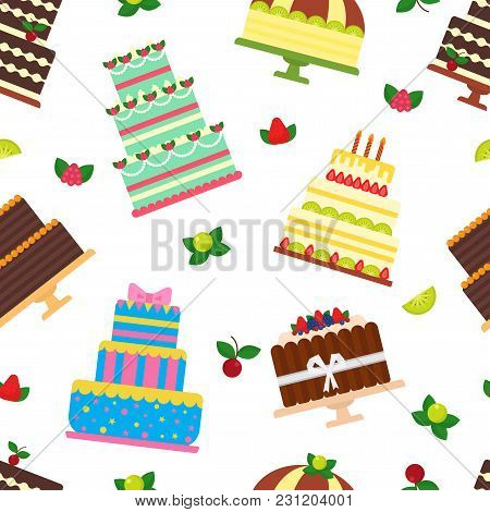 Birthday Cake Vector Cheesecake Cupcake For Happy Birth Party Baked Chocolate Cake And Dessert From 