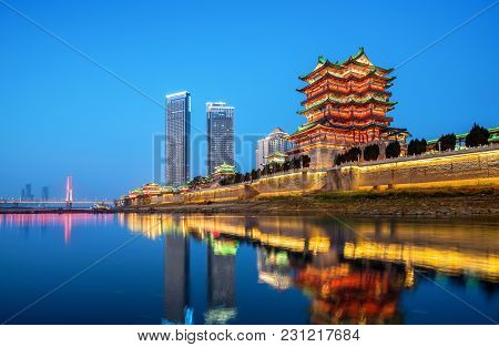 Nanchang Tengwang Pavilion At Night ,is One Of Chinese Famous Ancient Building