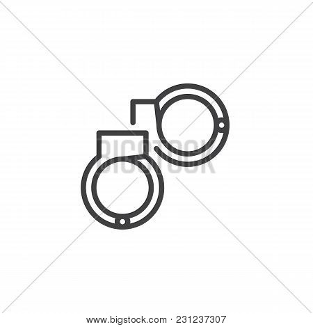 Handcuffs Outline Icon. Linear Style Sign For Mobile Concept And Web Design. Manacle Simple Line Vec